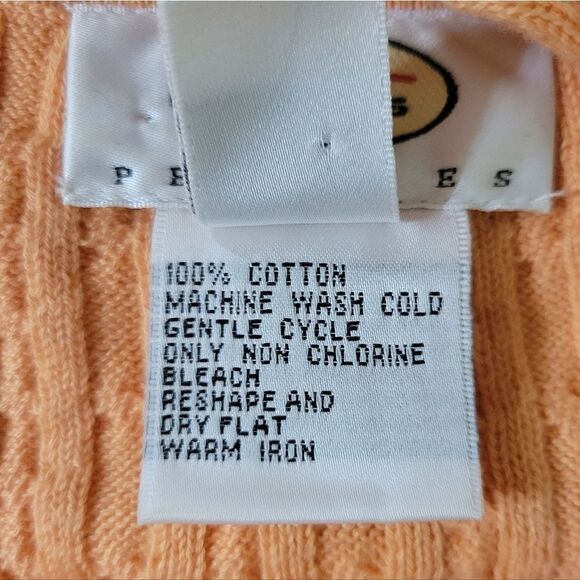 Talbots Peach V-neck Long Sleeve Cable Stitch Pullover Sweater - Picture 10 of 12